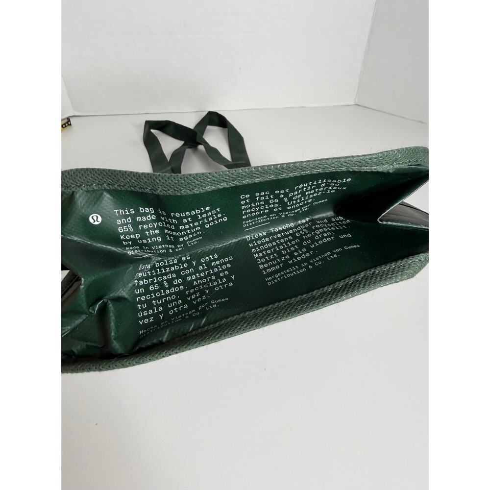 LULULEMON ATHLETICA Reusable Shopping Tote bag Dark Green White Logo Like new - Picture 4 of 5